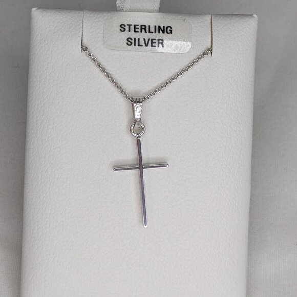 Vintage Marathon Sterling Silver Cross Pendant with 18" Chain - Picture 1 of 10